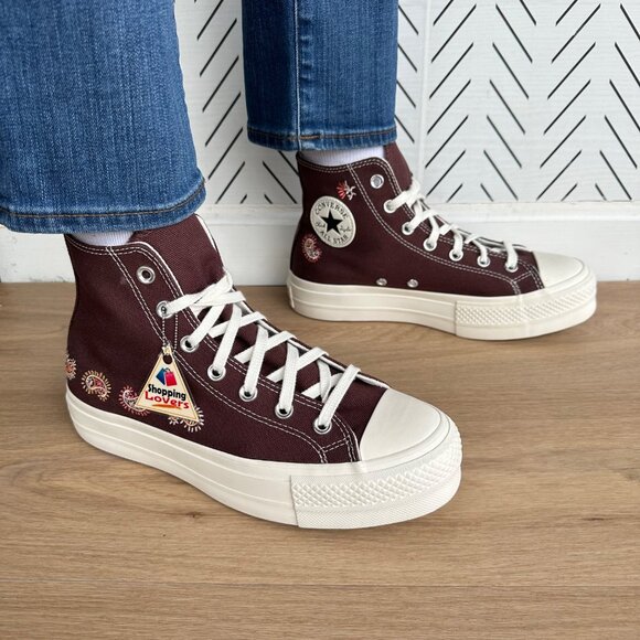 ⭐Converse Chuck Taylor Lift Platform Embroidered Sz 6 Womens Shoes Brown A08174C - Picture 2 of 14